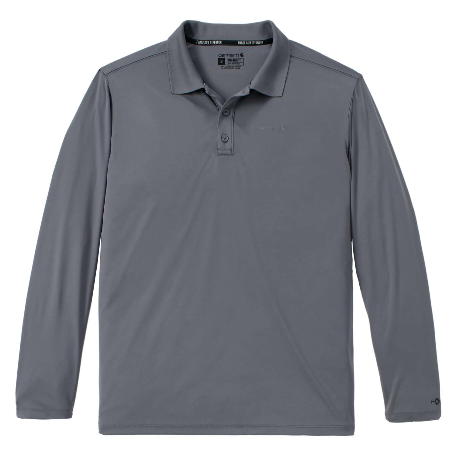 carhartt® Poloshirt »Carhartt Force Sun Defender™ Relaxed LS Logo Polo« in steel.