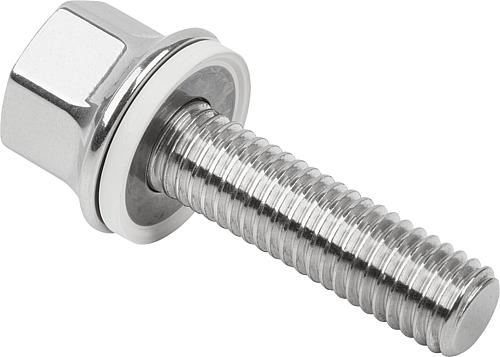 Schraube mit Dicht- und Unterlagscheibe M04x10, Form: A ohne Schaft, Edelstahl 1.4404 poliert, Hygienic Usit®, Komp: 70 - K1595.042X10 - erhältlich bei ✭ HUG Technik ✓