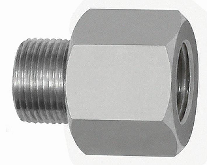 Gewindeadapter Aluminium, AG 1/2 - 27 UNS, IG M12x1,25, SW 17 - erhältlich bei ♡ HUG Technik ✓