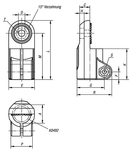 Rohrverbinder Gelenkstück Thermoplast, mit Außenverzahnung, Komp:Stahl, A=18 - K0485.18 - bei HUG Technik ♡