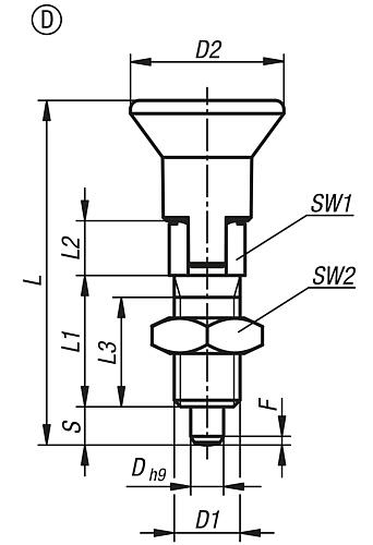 Zeichnung Arretierbolzen Gr.0 M06, Form: D Edelstahl, D=4 - K0747.14004060 - direkt von HUG Technik ✓