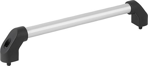 Rohrgriff, Form: A Aluminium, natur eloxiert, Komp: Kunststoff, A=180, D=M08x30 - K0221.1801 - erhältlich bei ♡ HUG Technik ✓