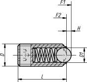 Federndes Druckstück Standard Federkraft M04 L=10 Stahl, Komp: Kugel aus Stahl - K0315.04 - bekommst Du bei ★ HUG Technik ✓