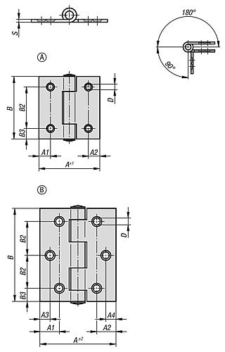 Scharnier Edelstahl, A1=11, A2=11 - K1082.104251414 - erhältlich bei ✭ HUG Technik ✓