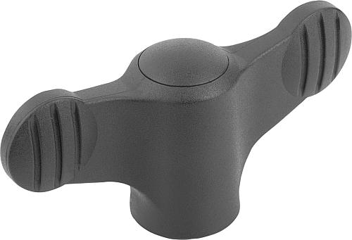 Flügelgriff M05, A=50 Thermoplast, schwarz RAL7021, Komp: Edelstahl, Komp: schwarz RAL7021 - K0274.0105 - erhältlich bei ✭ HUG Technik ✓