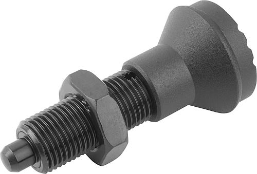 Arretierbolzen gehärtet Gr.1 M10x1, Form: H Stahl, Komp: Thermoplast, D=5 - K0344.2105 - erhältlich bei ♡ HUG Technik ✓