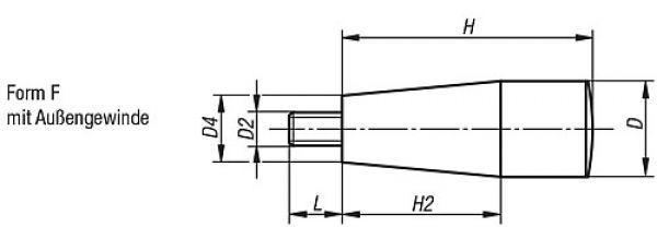 Konusgriff Gr.1 L=18 D=17, Form: F Duroplast, schwarz, M06 - K0172.306 - direkt von HUG Technik ✓
