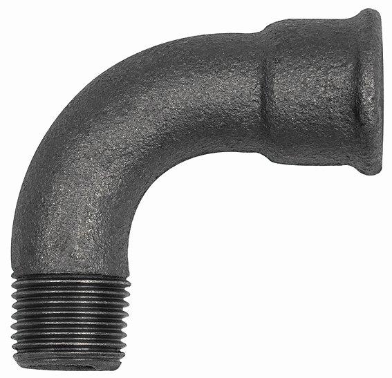 Bogen 1, 90°, lang, Rp 1 1/4 i., R 1 1/4 a., Temperguss schwarz - gibt’s bei ☆ HUG Technik ✓