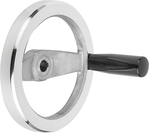 2-Speichen-Handrad mit Nut D1=100 Aluminium, Komp: Duroplast, D2=10 - K0162.3100X10 - bei HUG Technik ✭