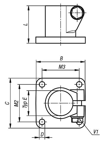 Rohrverbinder mit Fuß für Lineareinheit, Typ=30, Edelstahl 1.4308 elektrolytisch poliert - K0499.130 - bei HUG Technik ☆