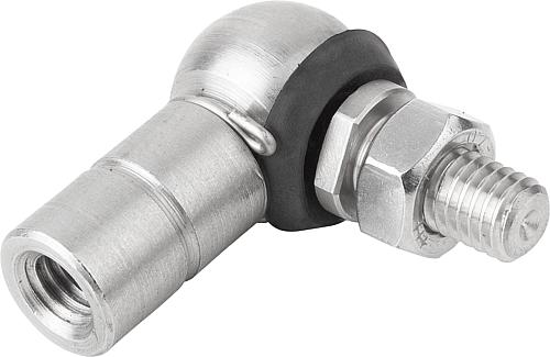 Winkelgelenk DIN71802 Linksgewinde M05, Form:Cs mit Sicherungsbügel, Edelstahl 1.4305 blank, Komp:Neopren - K0734.108051 - gibt’s bei HUG Technik ✓
