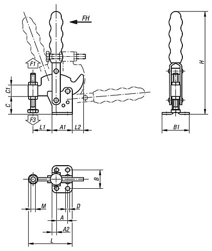 Schnellspanner vertikal Stahl, Komp: Kunststoff, M=M05x35 - K0065.0075 - gibt’s bei HUG Technik ✓