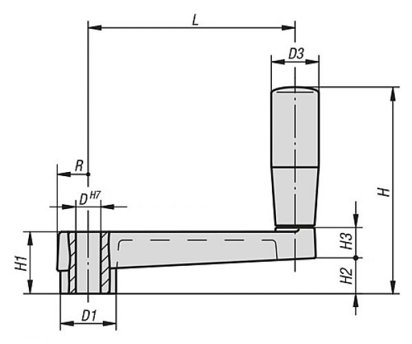 Handkurbel 100X100 Aluminium, Komp:Thermoplast, D=12 - K0727.120 - bei HUG Technik ♡