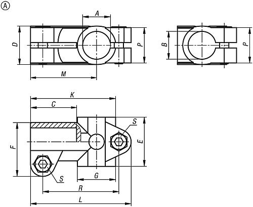 Rohrverbinder T-Stück, Form:A Edelstahl, für Rundrohre, A=12,1, B=12,1 - K0475.11212 - bei HUG Technik ☆