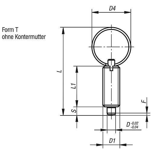 Arretierbolzen Gr.0 M08x1, Form: T Edelstahl, gehärtet, D=4 - K0635.03004 - bekommst Du bei ★ HUG Technik ✓