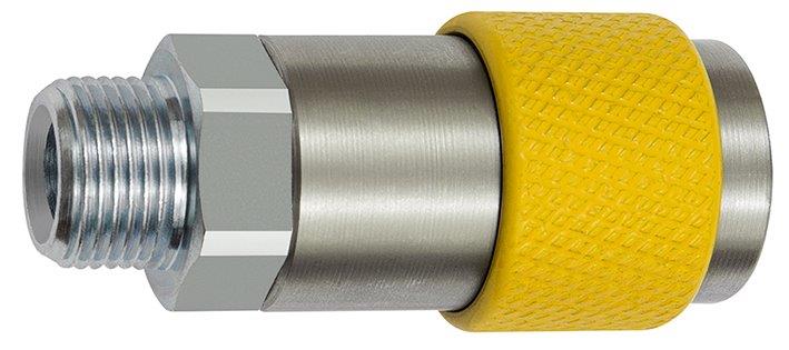 Unverwechselbare Dreh-Sicherheitskupplung NW 6, ISO 6150 C, G 1/4 AG, gelb - bei HUG Technik ☆