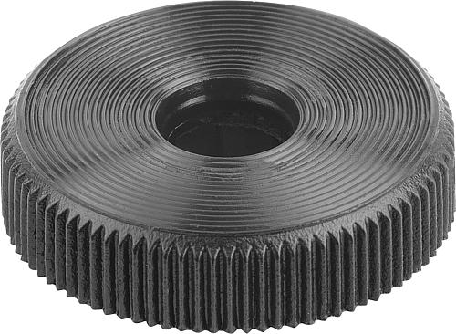 Rändelknopf für Sechskantschrauben D1=17 H=5,5, Form: A Pom, schwarz, für=M04, SW=7 - K1138.00040 - bei HUG Technik ✓