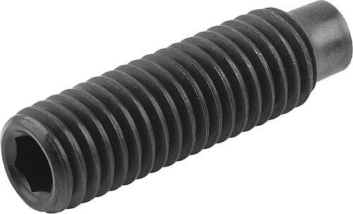 Gewindestift m.Innensechskant u.Zapfen DIN EN ISO4028 M03X10, Stahl 45 H, blank (schwarz) - K2052.03X10