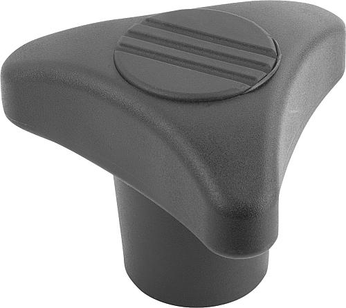 Dreisterngriff M08 D1=80 Thermoplast, schwarz RAL7021, Komp: Stahl, Komp: schwarz RAL7021 - K1020.18008 - gibt’s bei ☆ HUG Technik ✓