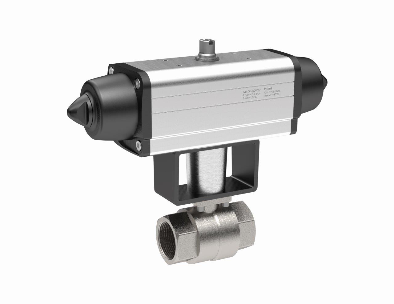 Edelstahl-Kugelhahn, pneumatischer Stellantrieb nach NAMUR, einfachwirkend, Rp 1 - bekommst Du bei ★ HUG Technik ✓