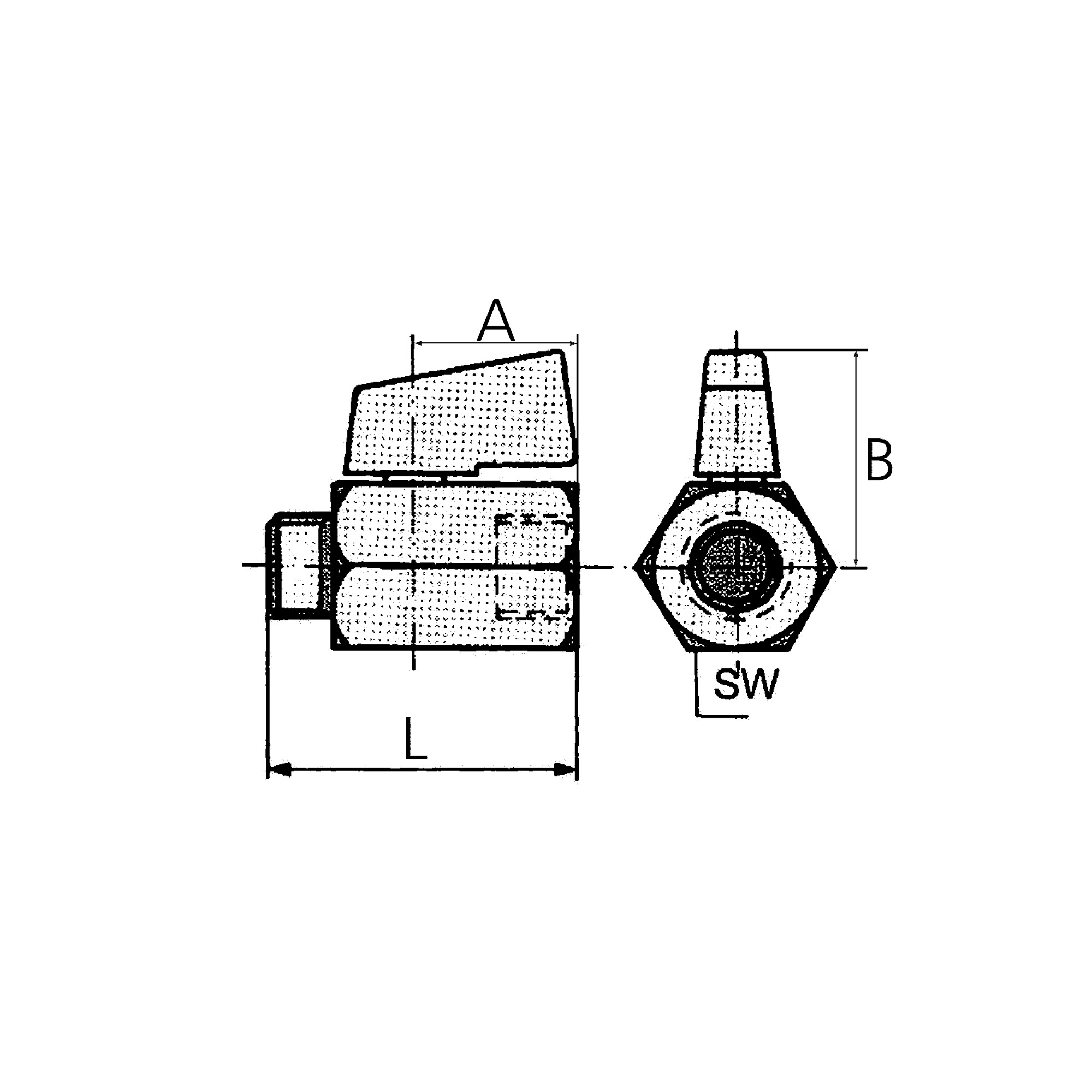 Mini-Kugelhahn, glatte Oberfläche, Messing vernickelt, G 3/4 IG/AG, DN 13,5 - erhältlich bei ☆ HUG Technik ✓