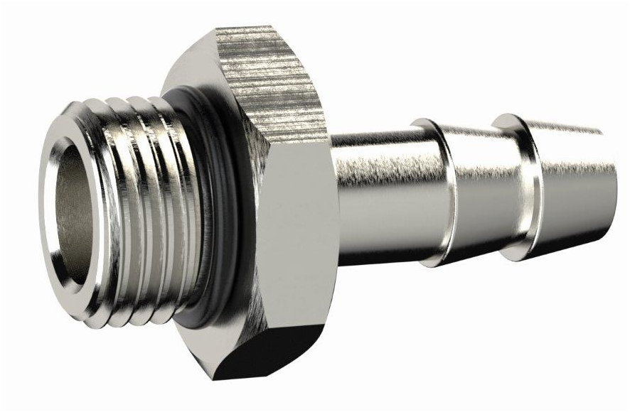 Einschraubschlauchtülle, O-Ring, G 1/2, Schlauch LW 12, Messing vernickelt - bei HUG Technik ✓