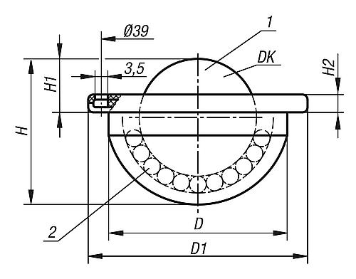Kugelrolle, Form:B Stahl, Komp:Stahl - K0764.122 - erhältlich bei ✭ HUG Technik ✓