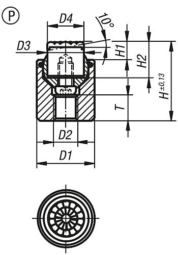 Pendelauflage mit O-Ring M06 D1=17, Form:P Vergütungsstahl, auswechselbare Einsätze, Komp:Polyurethan - K0285.617X024 - erhältlich bei ✭ HUG Technik ✓