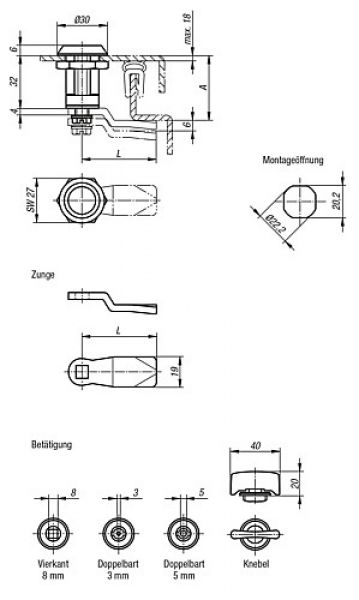 Kompressions-Drehriegel, Zink - K0529 - bei HUG Technik ✓