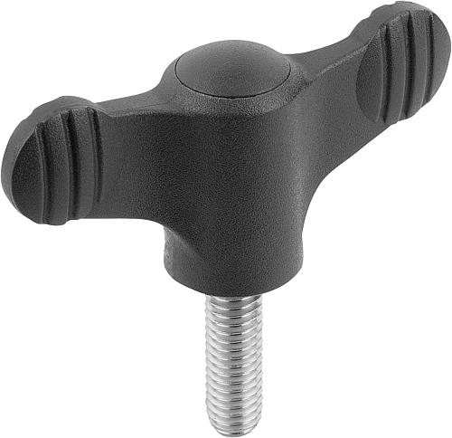 Flügelgriff antibakteriell M06x20, A=50 Kunststoff, grau RAL7015, Komp: Edelstahl - K0274.120106144X20 - bekommst Du bei HUG Technik ♡