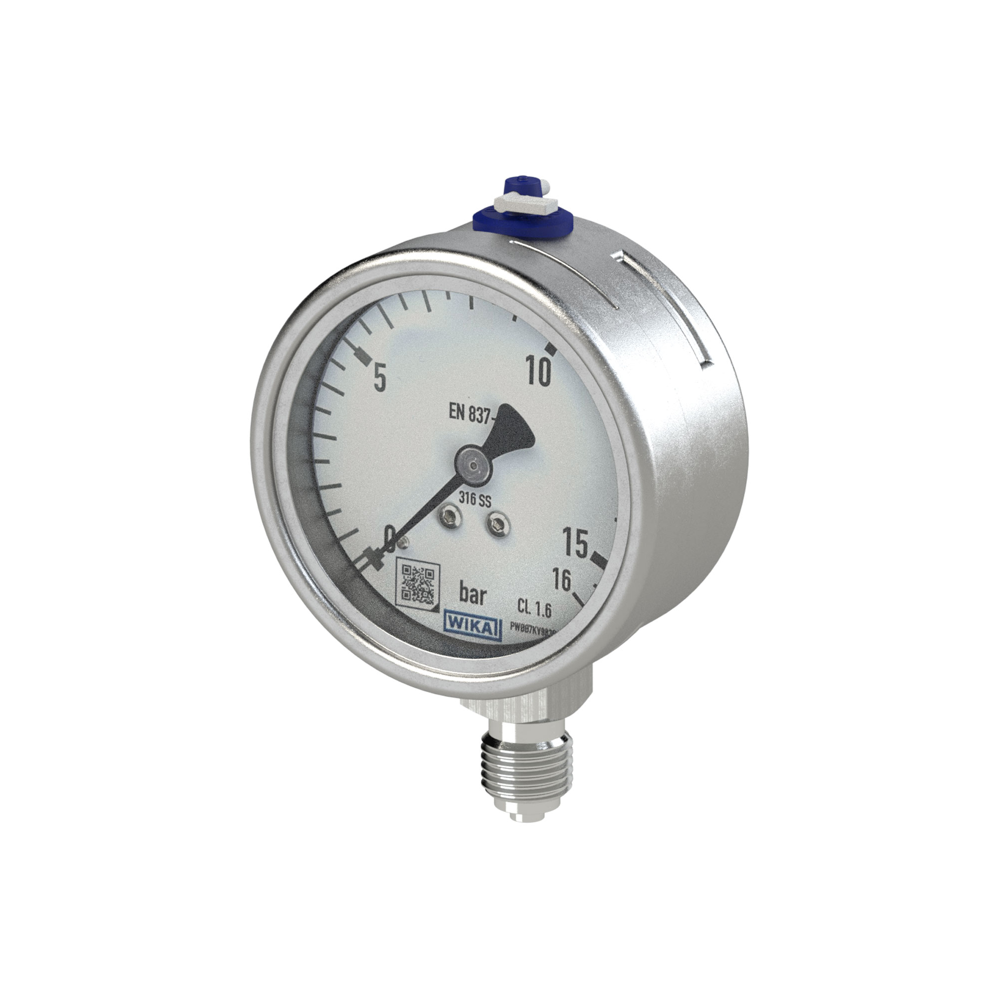 Manometer, CrNi-Stahl, G 1/2 radial unten, 0 - 1,0 bar, Ø 160 - direkt bei HUG Technik ✓