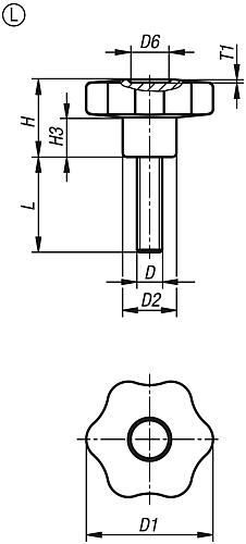 Sterngriff M06x16 D1=30, Form: L - K1090.43006X16 - bei HUG Technik ✓