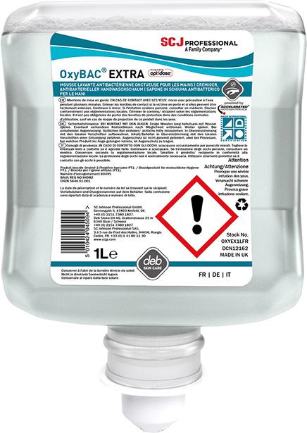 Schaumhandreiniger OxyBAC® Extra Wash 1-L-Kartusche, duft- u. farbstofffrei - erhältlich bei ♡ HUG Technik ✓