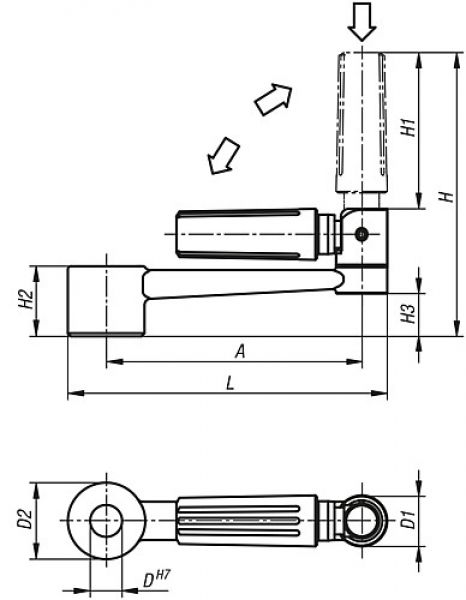 Handkurbel mit Griff Gr.1 A=80 L=100 Aluminium, sicherheit, D=10 - K0998.1110 - bekommst Du bei HUG Technik ♡