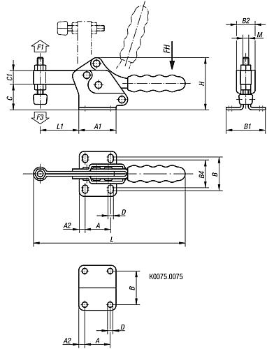 Schnellspanner horizontal Stahl, Komp: Kunststoff, M=M05x35 - K0075.0075 - gibt’s bei ☆ HUG Technik ✓