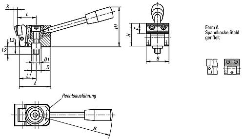 Niederzugspanner links A=38,5 25x25, Form: A Stahl - K0035.006025 - gibt’s bei HUG Technik ✓