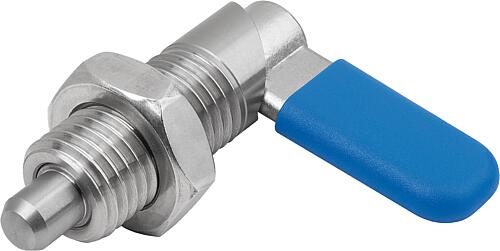 Sperrriegel, D=12, M20, Form:D m. Gew.Hülse/Mutter/Kappe, Edelstahl blank, Komp:Polypropylen blau RAL5017 - K1673.107122087