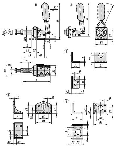 Schubstangenspanner Standard, mit Konsole, F2=1000, Stahl verzinkt und passiviert, Komp: Kunststoff Komp: Rot - K1547.01000 - gibt’s bei ☆ HUG Technik ✓