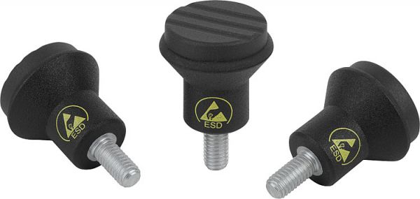 Pilzknopf antistatisch Gr.1 M05x10 D1=21, schwarz RAL9011, Komp: Stahl - K0251.110524X10 - direkt von HUG Technik ✓