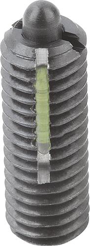 Federndes Druckstück leichte Federkraft M05 L=18 Stahl, LONG-LOK, Komp: Bolzen aus Stahl - K0327.105 - erhältlich bei ♡ HUG Technik ✓