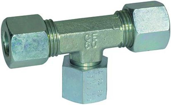 T-Verschraubung einstellbar, Dichtkegel, M12x1,5 IG, Rohr-Außen-ø 6 mm, Stahl verzinkt - direkt bei HUG Technik ✓