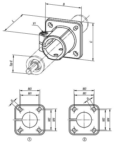 Rohrverbinder mit Fuß B=105 C=105 L=85 Aluminium, Komp:Stahl, Typ=50 - K0499.50 - gibt’s bei ☆ HUG Technik ✓