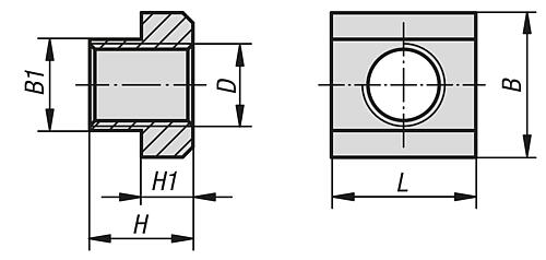 Mutter für T-Nut M04 Aluminium, blank, DIN508, BT=6 - K0377.204 - bei HUG Technik ♡