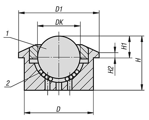 Kugelrolle Gehäuse Edelstahl, Massivausführung, Komp:Edelstahl - K1325.330 - bekommst Du bei ★ HUG Technik ✓