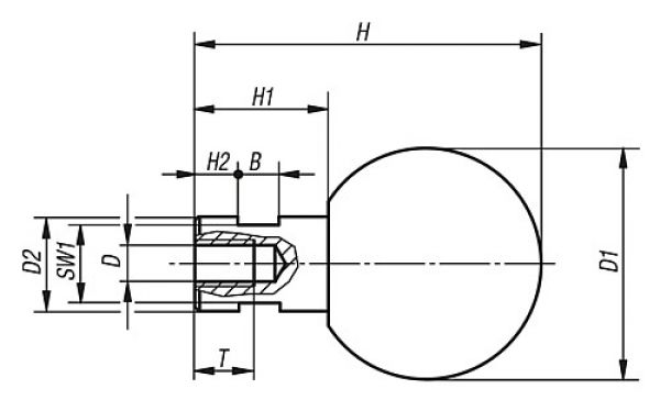 Kugelgriff drehbar M06 Edelstahl, Komp: Duroplast, H=37,5 - K0726.1060 - erhältlich bei ✭ HUG Technik ✓