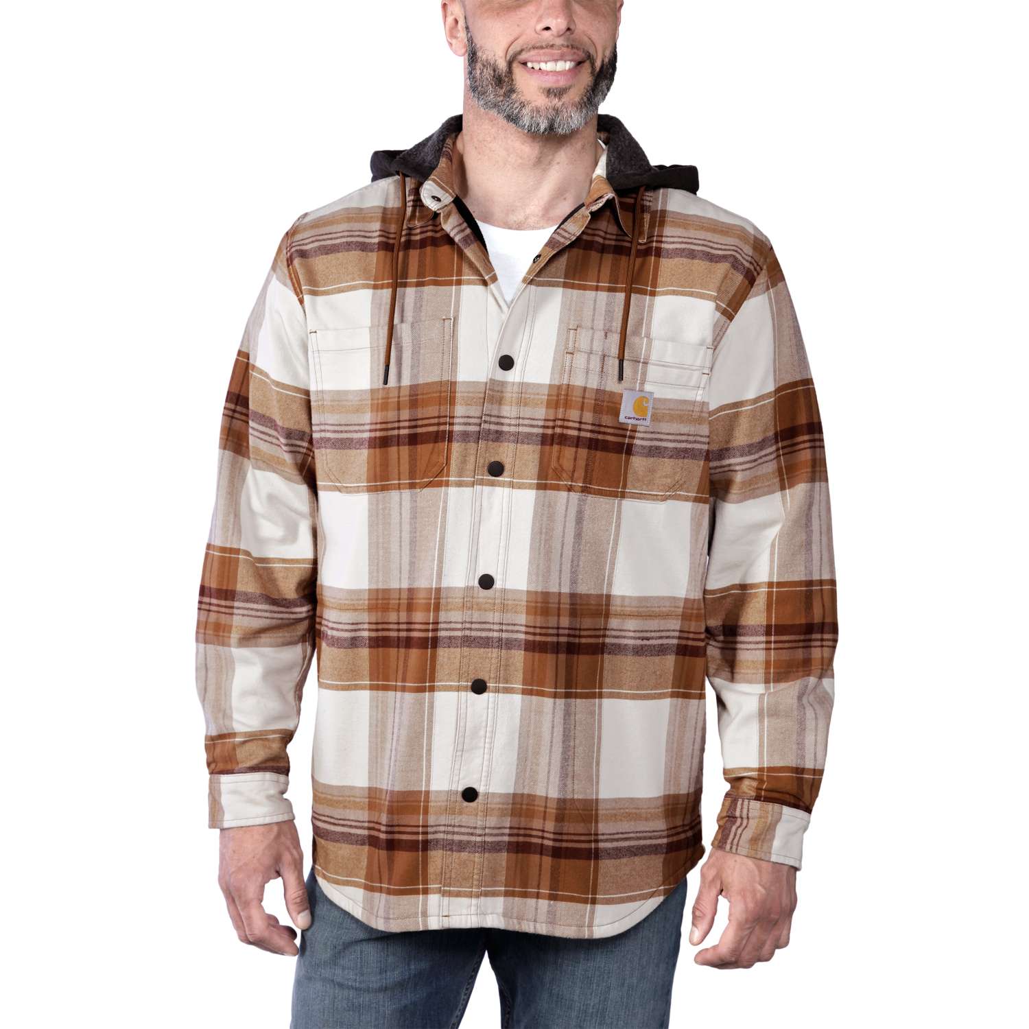 carhartt® Herren Fleece-Hemd mit Kaputze »FLANNEL SHERPA-LINED SHIRT JAC« carhartt® brown - bei HUG Technik ☆