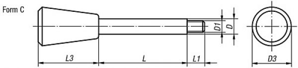 Griffstange D=8, Form: C Edelstahl, Komp: Duroplast, L=35 - K0179.1408X35 - gibt’s bei HUG Technik ✓