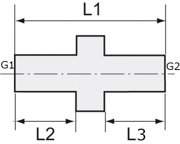 Doppelgewindenippel 1/8 Aussen x 1/8 Aussen zylindrisch, L1 18, L2 7, L3 7, SW 14, Messing - gibt’s bei ☆ HUG Technik ✓