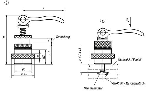 Exzenter-Spannmodul M30x2, Form:D - K0754.31301008 - bei HUG Technik ✭