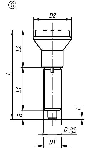 Arretierbolzen gehärtet Gr.1 M10x1, Form: G Edelstahl, Komp: Thermoplast, D=5 - K0344.01105 - bekommst Du bei HUG Technik ♡
